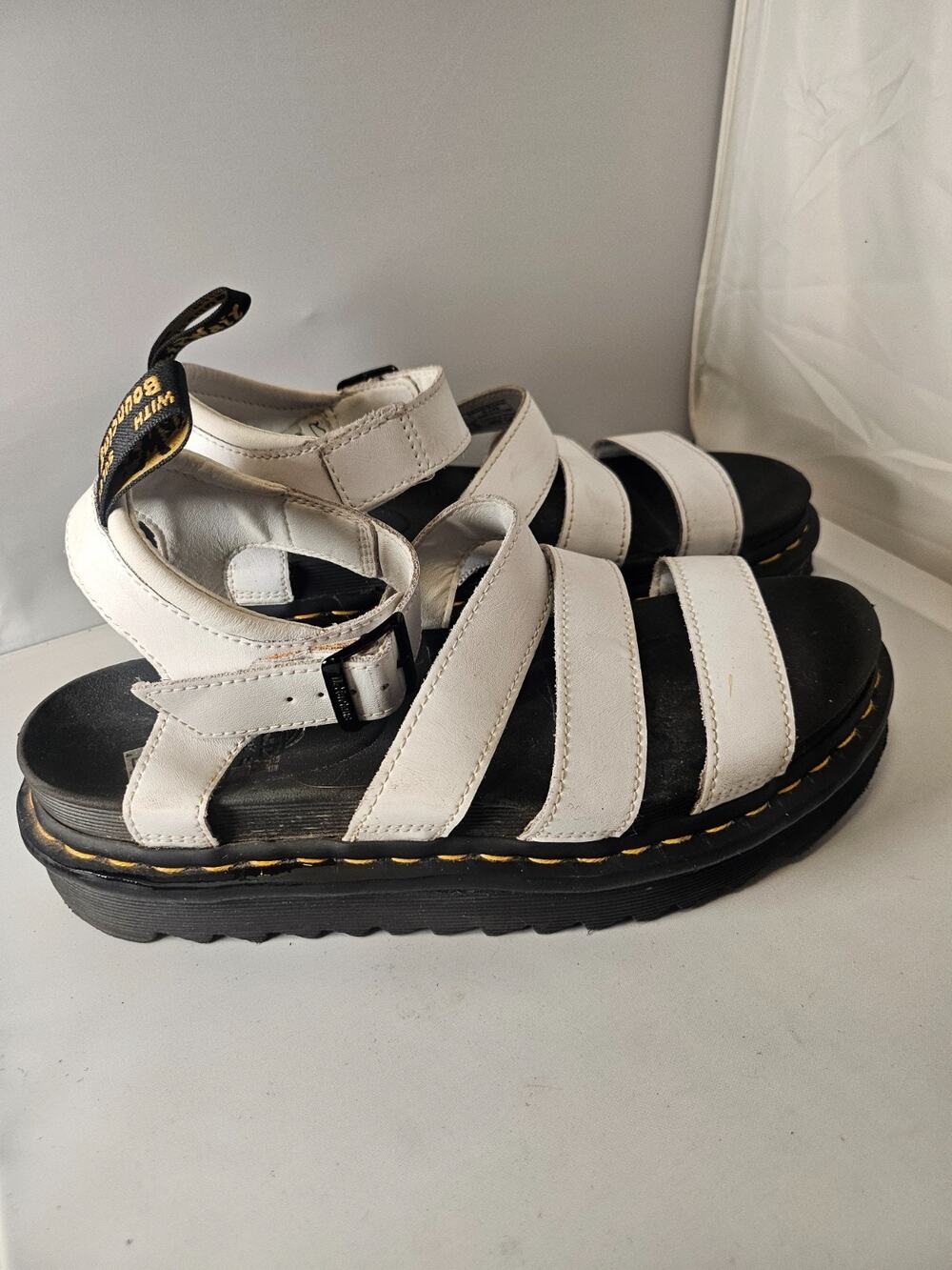 Dr Martens Blaire Platform Sandals White Leather Straps Gladiator Grunge Size 9